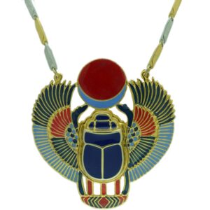 kemetart egyptian jewelry bronze scarab beetle pendant with chain