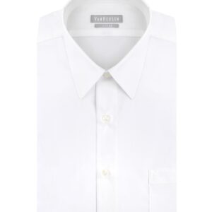 Van Heusen Men's Dress Shirt Fitted Poplin Solid, White, 16.5" Neck 34"-35" Sleeve