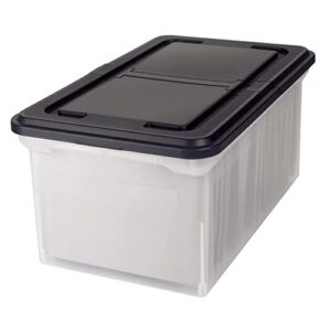 office depot stackable file tote box, letter size, 14 1/4in. x 23 3/8in. x 10 7/8in., black/clear, 139732