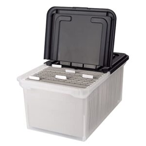 Office Depot Stackable File Tote Box, Letter Size, 14 1/4in. x 23 3/8in. x 10 7/8in., Black/Clear, 139732