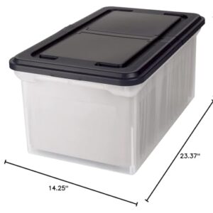 Office Depot Stackable File Tote Box, Letter Size, 14 1/4in. x 23 3/8in. x 10 7/8in., Black/Clear, 139732