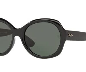 Ray-Ban Women's RB4191 Round Sunglasses, Black/Green, 57 mm