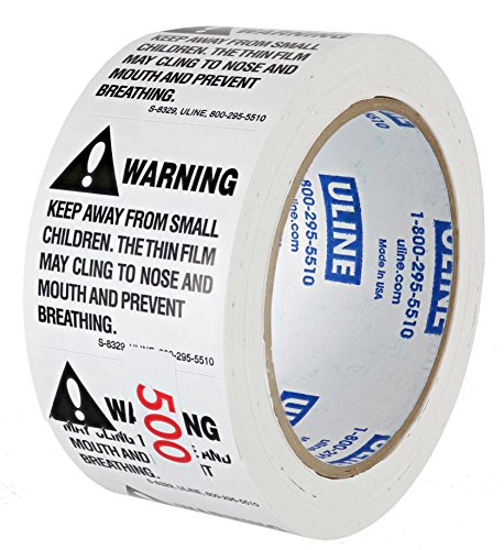 ULINE S-8329 500-Count 2x2-inch Bulk Packaged Suffocation Warning Labels for Child Safety