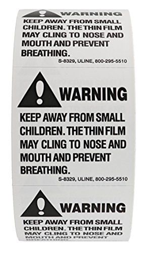 ULINE S-8329 500-Count 2x2-inch Bulk Packaged Suffocation Warning Labels for Child Safety