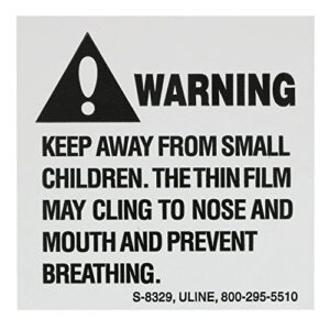 ULINE S-8329 500-Count 2x2-inch Bulk Packaged Suffocation Warning Labels for Child Safety