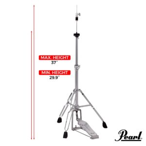 Pearl H830 Hi-Hat Stand, Demonator Style Long Footboard and Swivel Legs