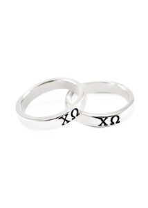 the collegiate standard chi omega sterling silver skinny-band ring (6.0)