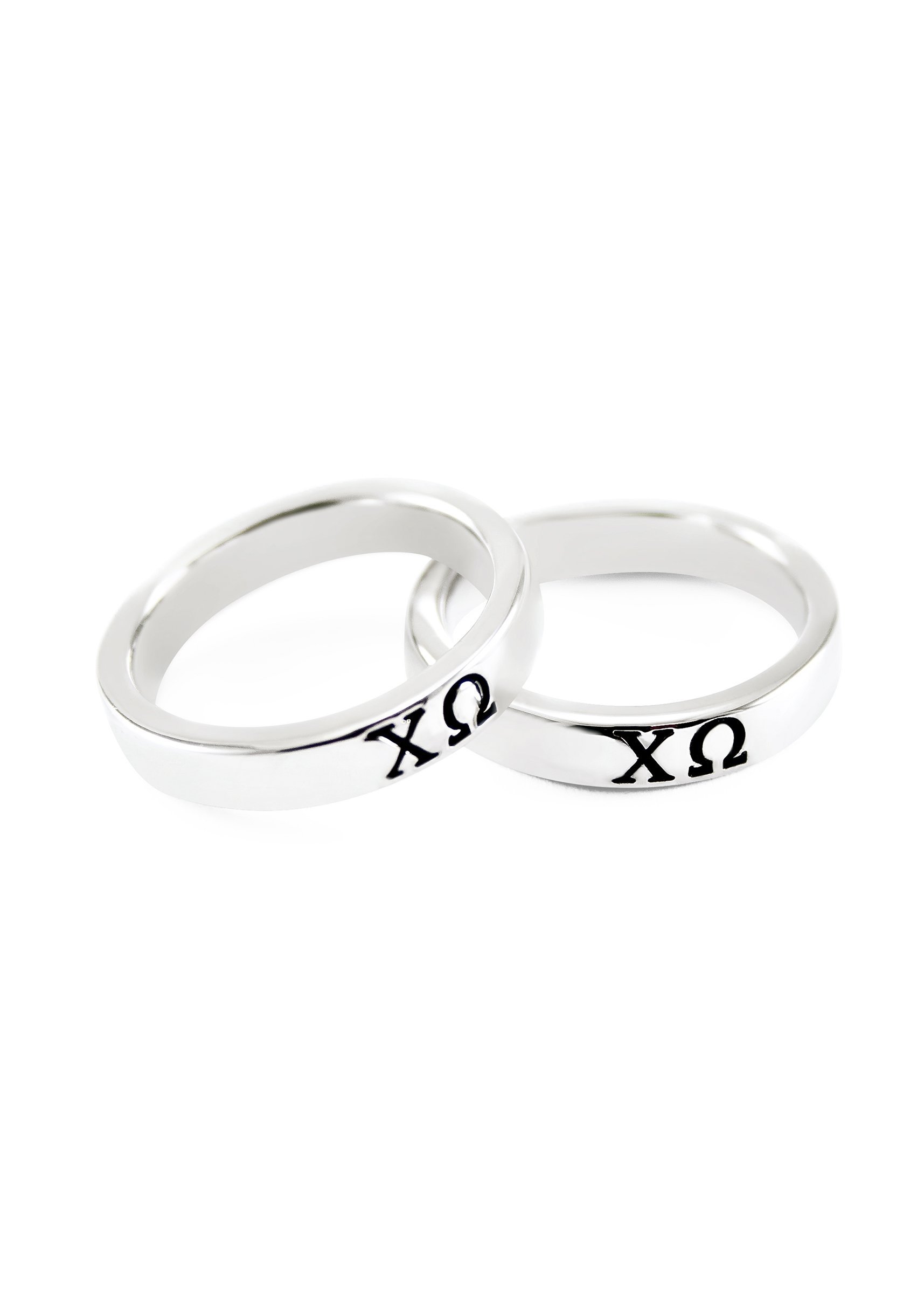 The Collegiate Standard Chi Omega Sterling Silver Skinny-Band Ring (6.0)