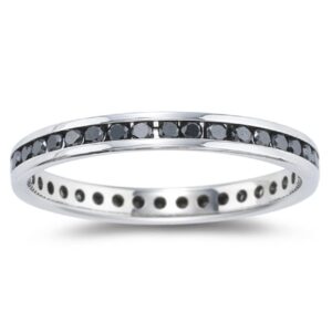 Vogati 0.60-0.80 Cts Black Diamond Eternity Band in 14K White Gold - Valentine's Day Sale