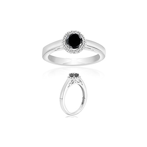 Vogati 0.60 Cts Black & White Diamond Ring in Silver - Valentine's Day Sale