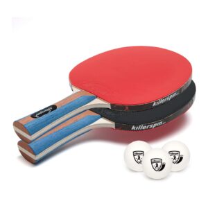 killerspin jet set 2 premium set, table tennis set with 2 ping pong paddles and 3 ping pong balls, perfect table tennis paddle for consistent play and precision