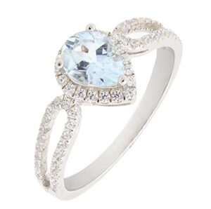 bl jewelry beautiful sterling silver pear cut heart shape natural aquamarine ring w/accent (2/3 ct.t.w) (7)