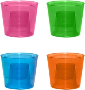 party essentials hard plastic 4-ounce bomber cups, assorted neon, 12-count