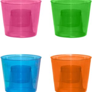 Party Essentials Hard Plastic 4-Ounce Bomber Cups, Assorted Neon, 12-Count