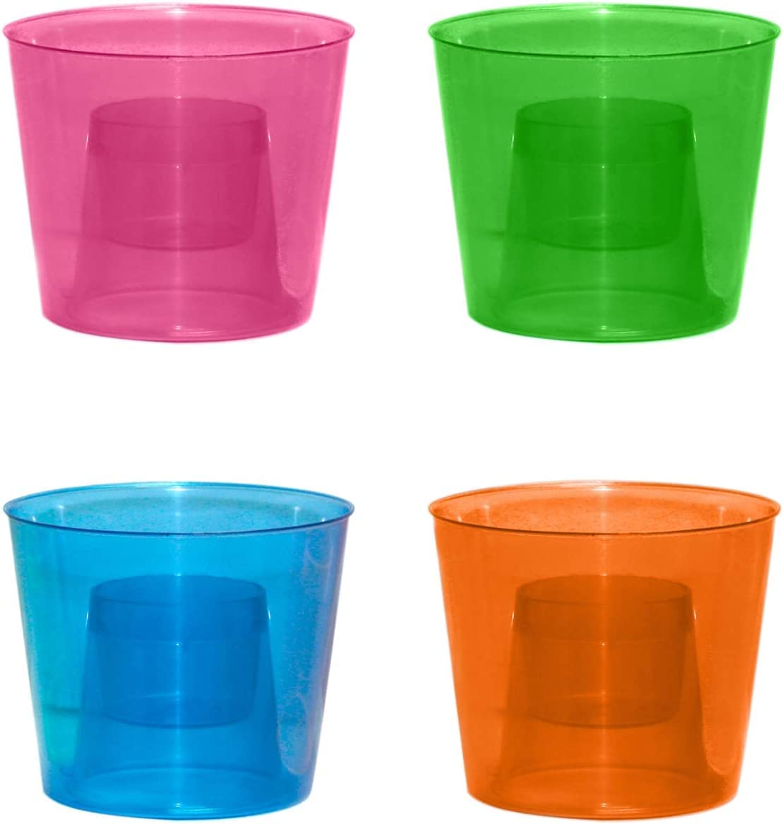 Party Essentials Hard Plastic 4-Ounce Bomber Cups, Assorted Neon, 12-Count