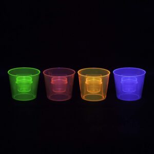 Party Essentials Hard Plastic 4-Ounce Bomber Cups, Assorted Neon, 12-Count