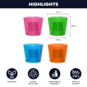 Party Essentials Hard Plastic 4-Ounce Bomber Cups, Assorted Neon, 12-Count