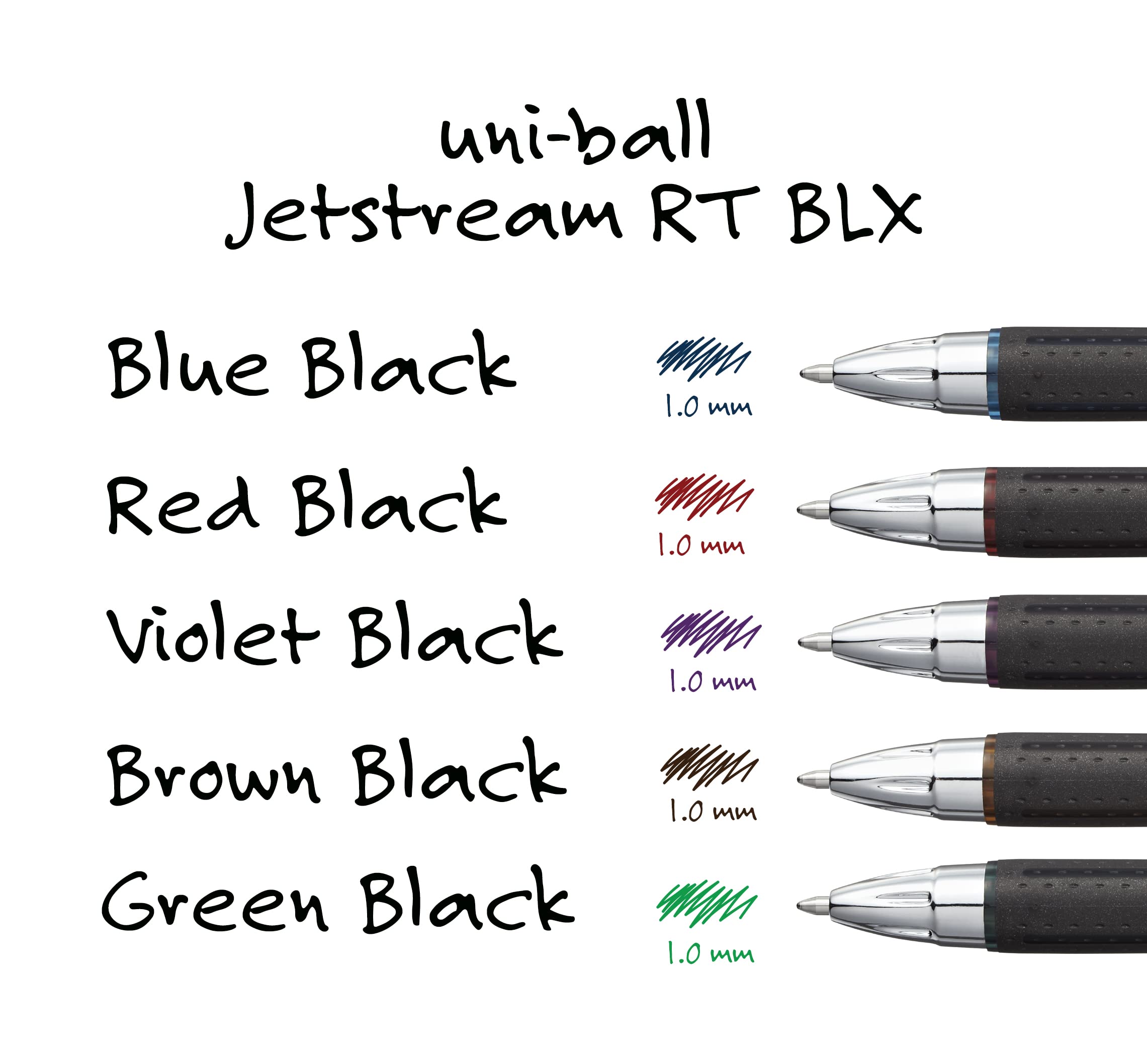 Uniball Jetstream RT BLX 12 Pack, 1.0mm Medium Blue/Black, Wirecutter Best Pen, Ballpoint Pens, Ballpoint Ink Pens | Office Supplies, Ballpoint Pen, Colored Pens, Fine Point, Smooth Writing Pens