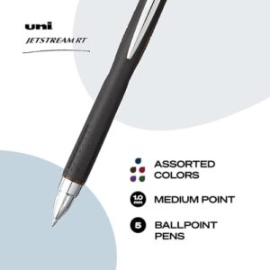 Uniball Jetstream RT BLX 5 Pack, 1.0mm Medium Assorted, Wirecutter Best Pen, Ballpoint Pens, Ballpoint Ink Pens | Office Supplies, Ballpoint Pen, Colored Pens, Fine Point, Smooth Writing Pens