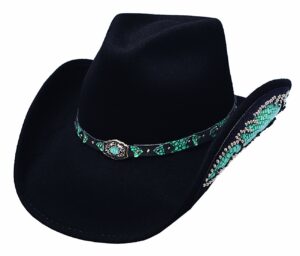 montecarlo / bullhide hats - natural beauty - wool felt western cowboy hat -black (medium, black)