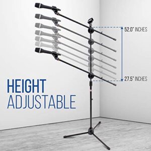 Pyle Universal Adjustable Tripod Microphone Stand - Pair of Heavy Duty Lightweight Professional Compact Extendable Stage Studio Floor Standing Boom Mic Holder w/ Carry Bag, 5/8" Adapter - PMKSKT35