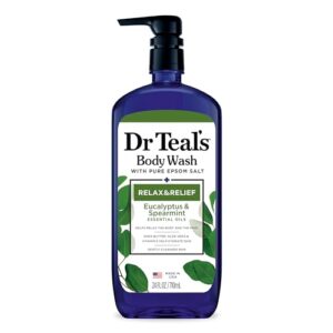 dr teal's ultra moisturizing body wash relax and relief with eucalyptus spearmint, 24 fluid ounce