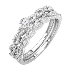 dazzlingrock collection 0.50 carat (cttw) 14k round diamond women engagement ring set 1/2 ct, white gold, size 7.5