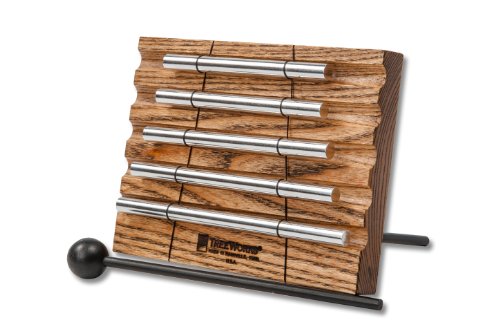 Treeworks Chimes Energy Chime with Mallet for Meditation, Sound Healing or Yoga, 5 Notes –– Made in U.S.A. –– Long Resonance with Brilliant Tone, Solid Tennessee Hardwood Mantle (TRE430)