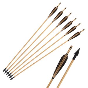 Huntingdoor Archery 31" Turkey Feather Fletching Wooden Arrows with Field Points for Hunting Shooting targeting Practice for Recurve Bow Longbow 6pcs