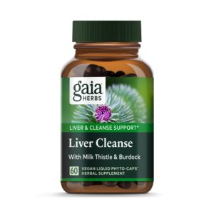 gaia herbs liver cleanse - liver health support herbal supplement with milk thistle, burdock, turmeric curcumin, dandelion, and more - 60 vegan liquid phyto-caps (30 servings)