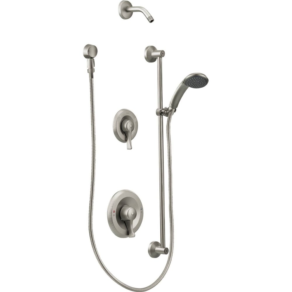 Moen Commercial Classic Brushed Nickel Posi-Temp Pressure Balancing Shower and Handshower Trim without Valves, Showerhead Sold Separately, T8342NHCBN