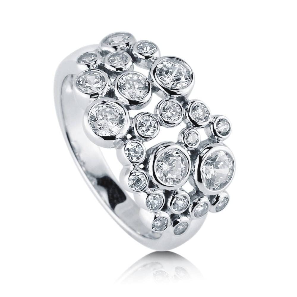 BERRICLE Sterling Silver Bubble Cubic Zirconia CZ Cocktail Fashion Ring for Women, Rhodium Plated Size 7