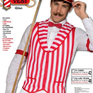 Forum Novelties Men's Standard Barbershop Quartet Vest, Red, White