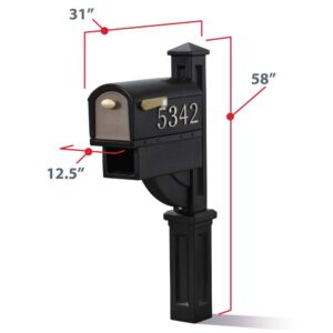 Step2 Mailmaster Hudson Mailbox, Easy to Install, Large Mailboxes for Outside, Heavy-Duty, Weather Resistant, Black