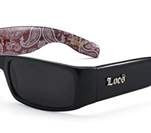 Locs Mens Hardcore Gangster Sunglasses Bandana Print BLACK/RED