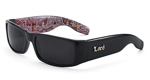 Locs Mens Hardcore Gangster Sunglasses Bandana Print BLACK/RED