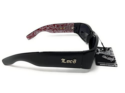 Locs Mens Hardcore Gangster Sunglasses Bandana Print BLACK/RED