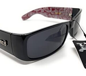 Locs Mens Hardcore Gangster Sunglasses Bandana Print BLACK/RED