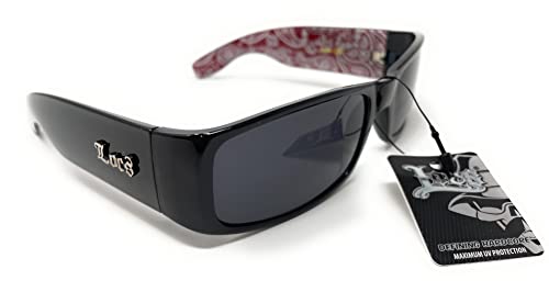 Locs Mens Hardcore Gangster Sunglasses Bandana Print BLACK/RED