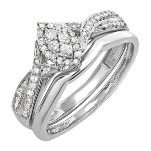 dazzlingrock collection 0.33 carat (cttw) round white diamond marquise shape engagement ring set 1/3 ct, sterling silver, size 7