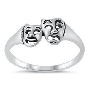 closeoutwarehouse 925 sterling silver comedy tragedy masks ring size 9