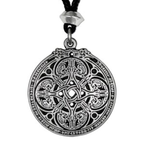 Pewter Celtic Dragon Shield Knot Pendant Necklace