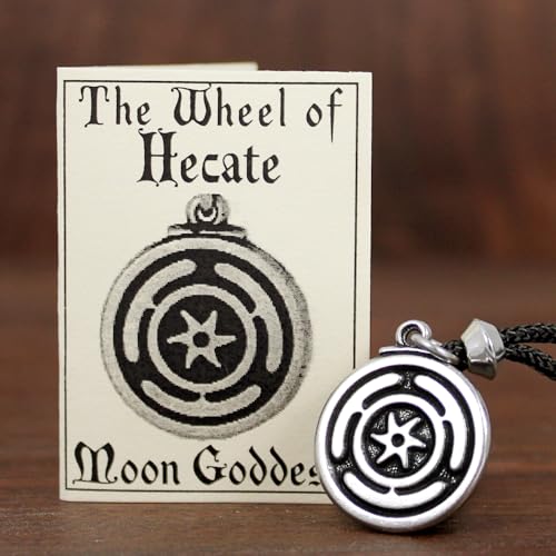 Pewter Wheel of Hecate Goddess Symbol Pendant Necklace