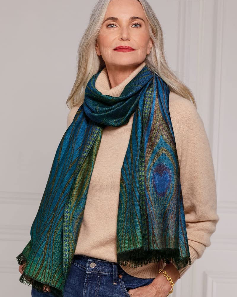 MMA Shawl Scarf Womens Shawls Warm Like Pashmina Scarf Wrap Evening or Day Peacock Design