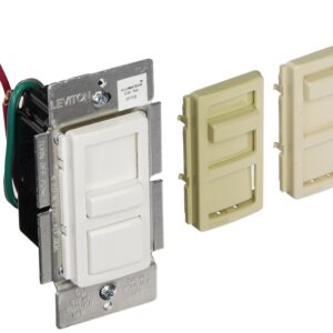 Leviton IP710-LFZ IllumaTech Slide Dimmer for LED 0-10V Power Supplies, 1200VA, 10A LED, 120/277 VAC, White w/ Color Change Kits Included, Image