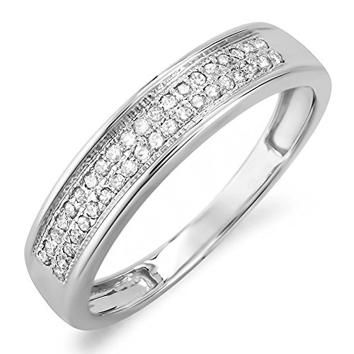 Dazzlingrock Collection 0.15 Carat (Cttw) 10k Round Diamond Women Anniversary Ring, White Gold, Size 6.5