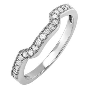 Dazzlingrock Collection 0.20 Carat (Cttw) 14k Round Diamond Women Anniversary Ring Enhancer Ring Guard 1/5 CT, White Gold, Size 7.5