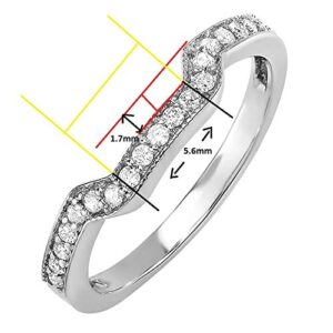 Dazzlingrock Collection 0.20 Carat (Cttw) 14k Round Diamond Women Anniversary Ring Enhancer Ring Guard 1/5 CT, White Gold, Size 7.5