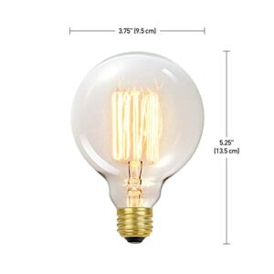 Globe Electric 60W Vintage Edison G30 Vanity Tungsten Incandescent Filament Light Bulb, E26 Standard Base, 245 Lumens