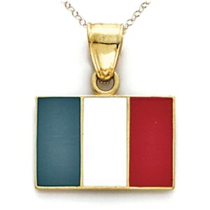 finejewelers 14k yellow gold enamel italy flag pendant necklace- chain included